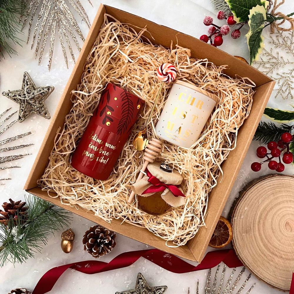 personaliziran božični darilni paket MAXI s čajem, MEDOM IN SVEČO personaliziran božični darilni paket MAXI s čajem, MEDOM IN SVEČO